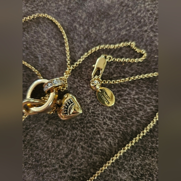 Juicy Couture Gold Tone Pendant/Charms Fashion Necklace Crystal Studded Ring - Picture 7 of 7